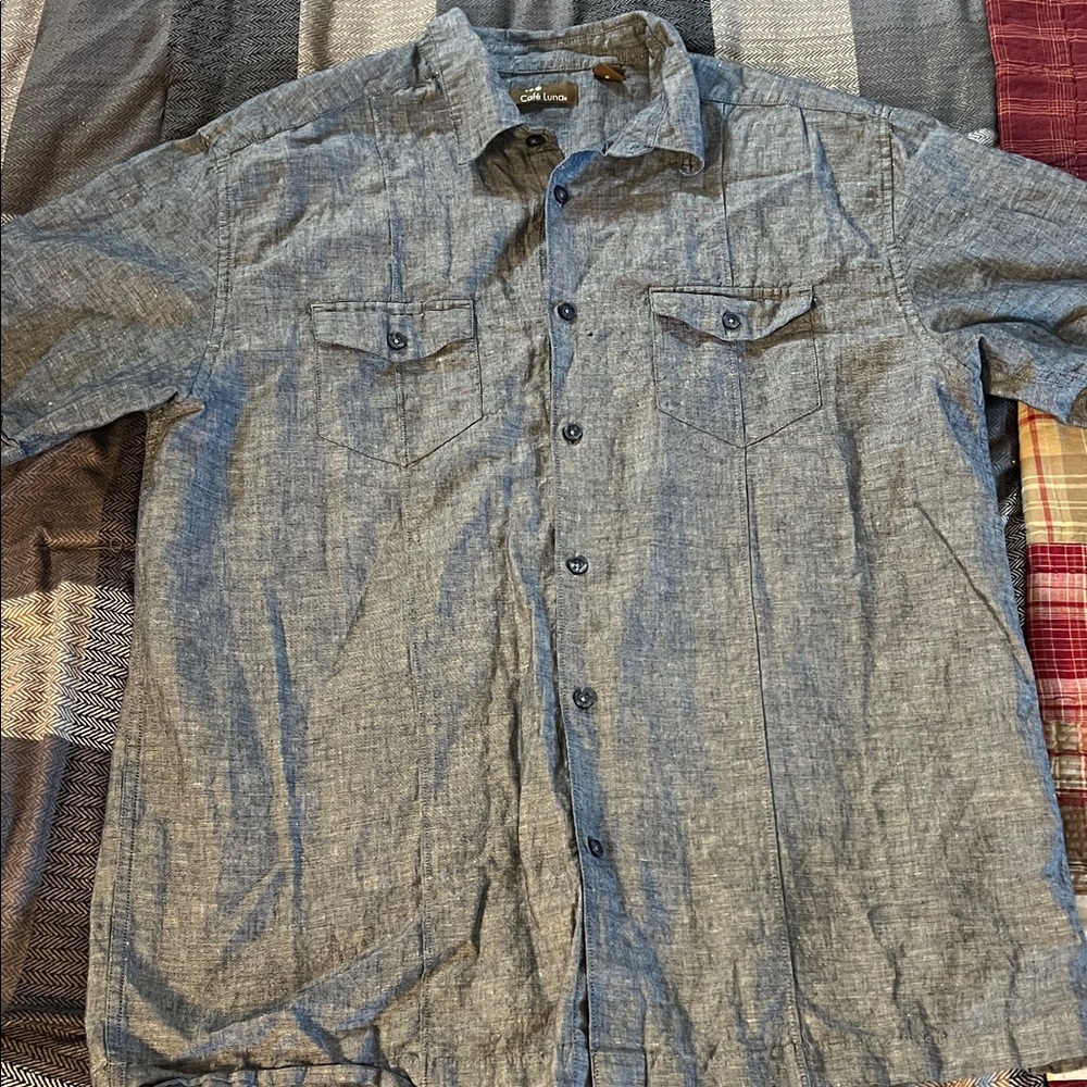 Men's Casual Button Down Shirt - Blue